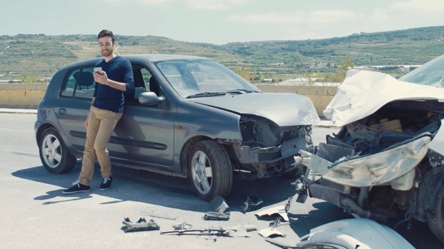 Video Reference: motor vehicle, transport, mode of transport, vehicle, traffic collision, collision, car, automotive tire, city car, family car