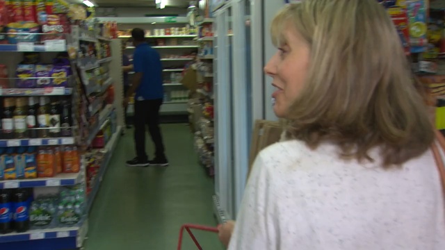 Video Reference: supermarket, grocery store, product, inventory, retail, girl, convenience store, product, service, fun, Person