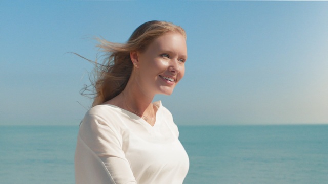 Video Reference: beach, sea, happy, lifestyle, summer, person, vacation, adult, ocean, happiness, people