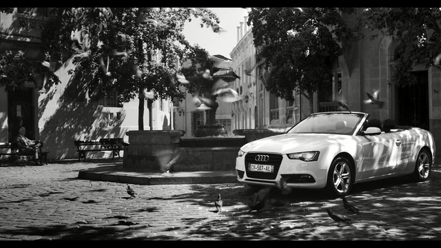 Video Reference: Land vehicle, Vehicle, Car, Audi, White, Automotive design, Black, Mid-size car, Sky, Luxury vehicle