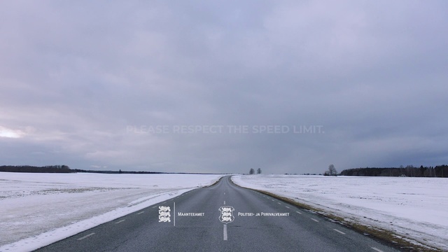 Video Reference: Road, Sky, Snow, Lane, Highway, Natural landscape, Winter, Asphalt, Atmospheric phenomenon, Horizon, Person