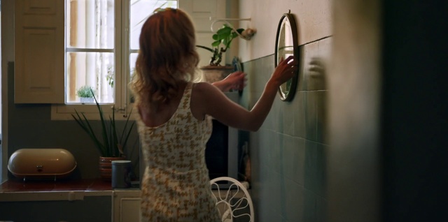 Video Reference: Room, Arm, Shoulder, Floor, Flooring, Blond, Dress, Leg, Long hair, Photography