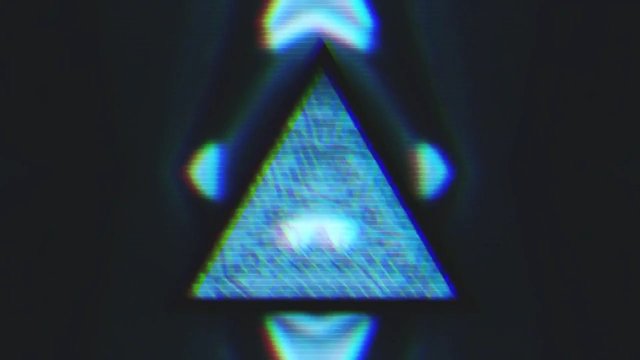 Video Reference: abstract, triangle, neon, glitch, digital, futuristic, geometry, blue, rgb, motion, sci-fi, dark background, minimal, tech, aesthetic
