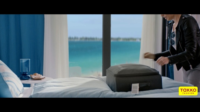 Video Reference: Bedroom, Bed, Room, Furniture, Azure, Vacation, Suite, Ocean, Interior design, Sea