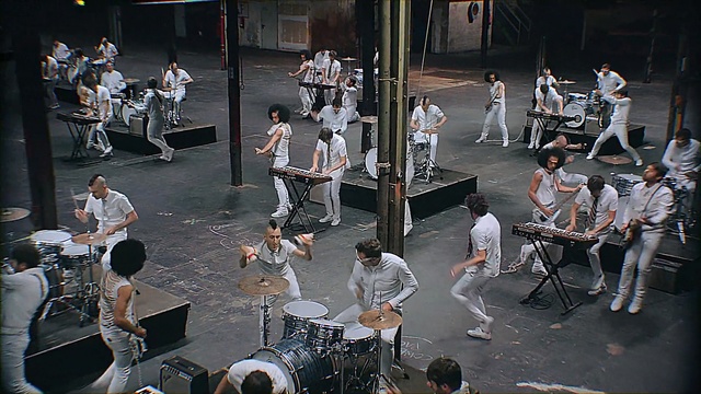 Video Reference: stage, performance, entertainment, performing arts, musician, music, percussion, musical instrument, concert, musical ensemble, Person