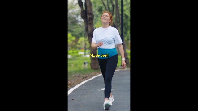 Video Reference: woman, jogging, running, park, path, trees, outdoors, fitness, exercise, sportswear, motion, portrait, daylight, healthy, text overlay