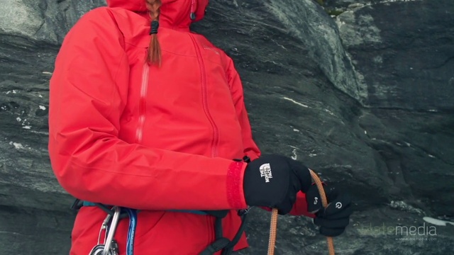 Video Reference: Hiking equipment, Jacket, Outerwear, Adventure, Personal protective equipment, Rock-climbing equipment, Recreation, Hood, Dry suit, Lifejacket
