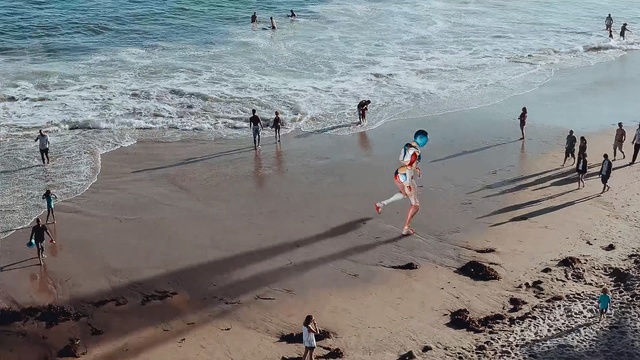 Video Reference: sea, beach, body of water, coastal and oceanic landforms, shore, wave, water, coast, ocean, sand, Person