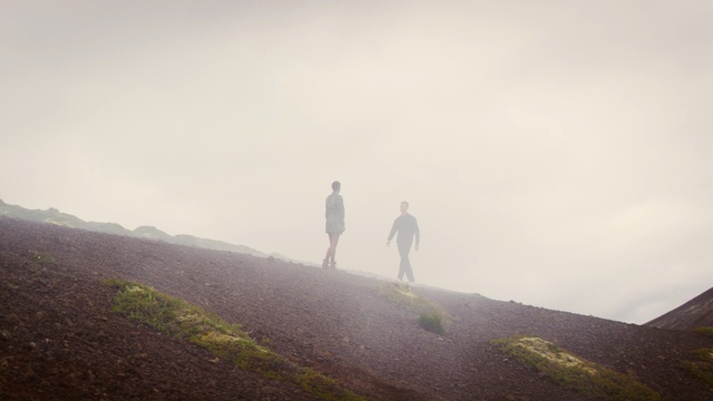 Video Reference: mountainous landforms, sky, hill, mountain, fog, highland, mist, morning, atmosphere, ridge, Person