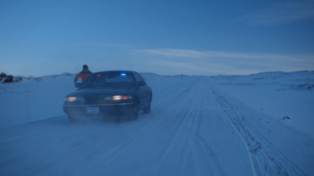Video Reference: blue, road, snow, ecosystem, car, sky, mountainous landforms, winter, freezing, arctic