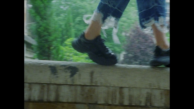 Video Reference: Footwear, Leg, Shoe, Joint, Flip (acrobatic), Human leg, Foot, Street stunts