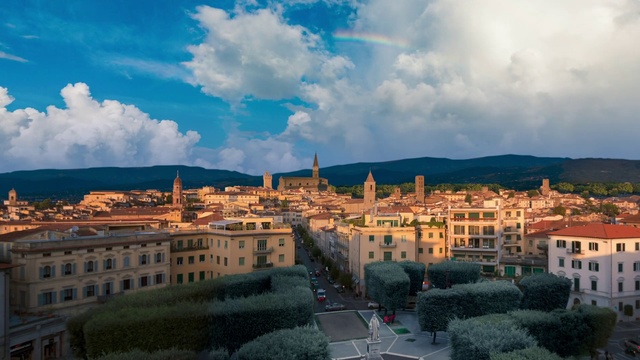 Video Reference: Sky, Cloud, City, Town, Urban area, Human settlement, Daytime, Landmark, Roof, Horizon