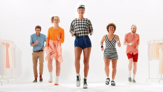 Video Reference: Fashion model, Fashion, People, Social group, Fashion design, Fun, Standing, Human, Footwear, Event