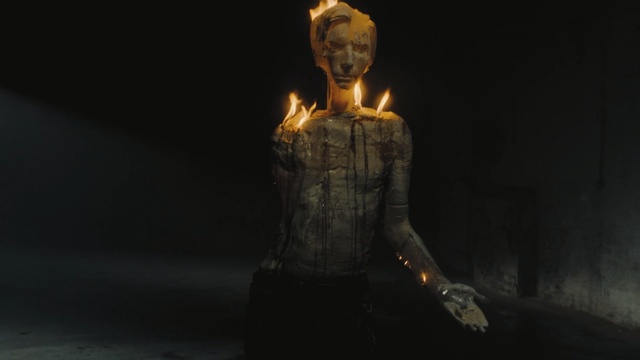 Video Reference: Darkness, Human, Sculpture, Figurine, Art, Digital compositing, Statue, Action figure, Screenshot, Nature, Fire, Front, Sitting, Standing, Dark, Fireplace, Lit, Street, Black, Table, Woman, Man, Holding, Cat, Bronze sculpture, Buddha