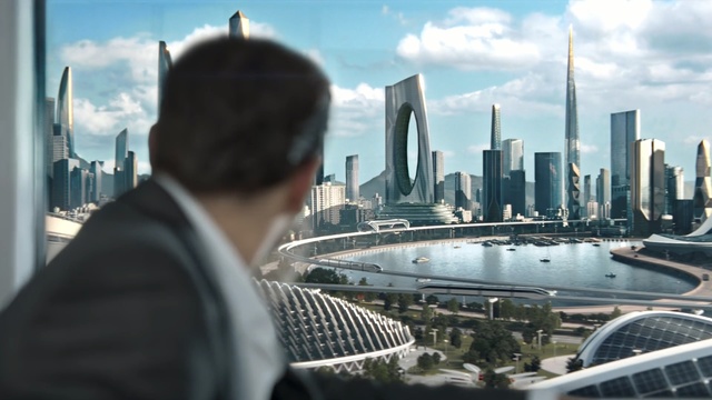 Video Reference: city, urban area, cityscape, water, skyscraper, metropolis, sky, skyline, metropolitan area, daytime, Person