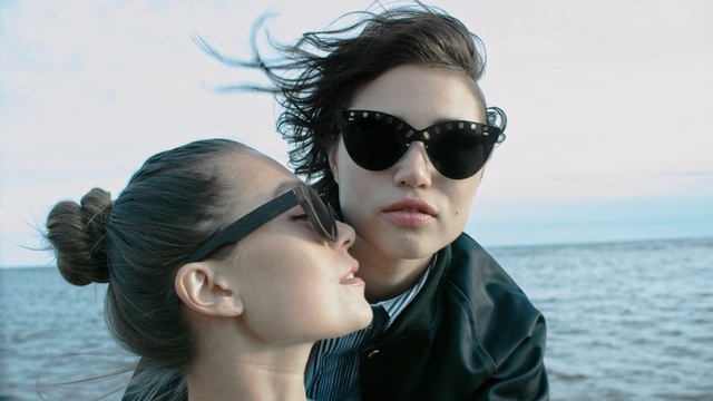 Video Reference: eyewear, sunglasses, vision care, glasses, fun, vacation, girl, black hair, cool, sea, Person