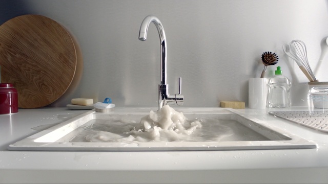 Video Reference: sink, tap, room, plumbing fixture, bathroom, bathroom sink, interior design, countertop, ceramic