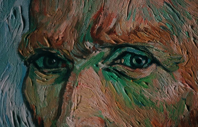 Video Reference: Painting, Eye, Art, Fictional character, Wrinkle, Illustration, Iris, Visual arts, Acrylic paint, Portrait