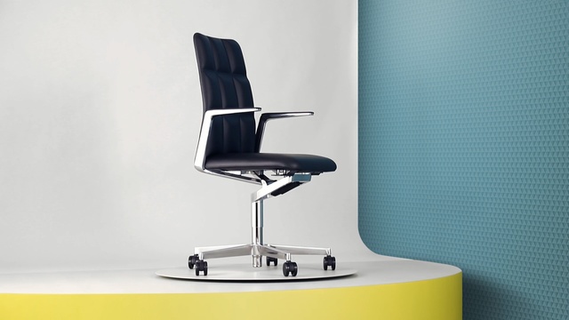 Video Reference: furniture, chair, product, office chair, product, armrest, angle, comfort, Person