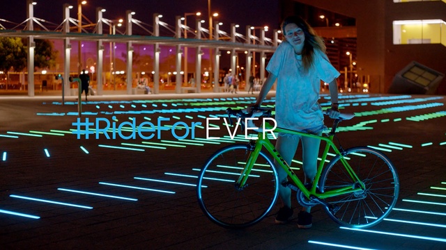 Video Reference: blue, bicycle, light, road bicycle, night, lighting, neon, recreation, midnight
