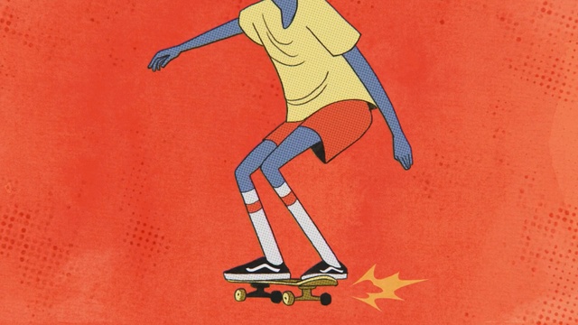 Video Reference: skateboarding equipment and supplies, skateboard, art, sports equipment, illustration, line, sky, font, computer wallpaper, skateboarder