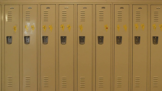 Video Reference: Locker, Yellow, Furniture, Metal, Person