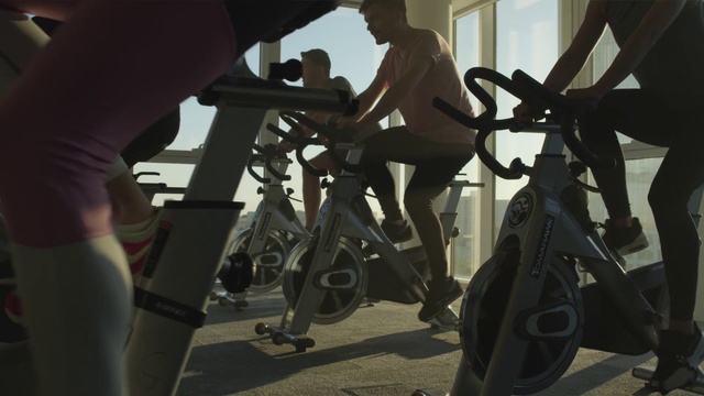 Video Reference: Indoor cycling, Cycling, Leg, Stationary bicycle, Exercise, Exercise equipment, Room, Exercise machine, Human leg, Gym