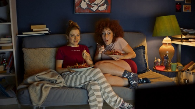 Video Reference: Room, Sitting, Fun, Couch, Leg, Furniture, Photography, Red hair, Fawn, Person
