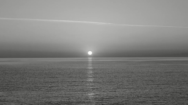 Video Reference: horizon, sea, black and white, calm, monochrome photography, atmosphere, sky, ocean, daytime, water