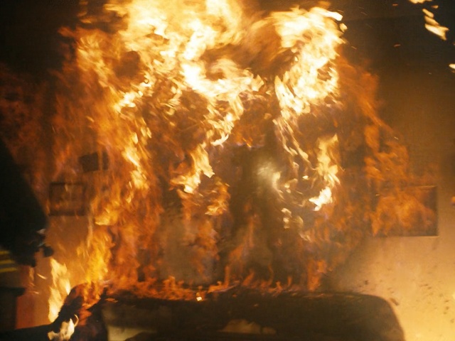 Video Reference: fire, flame, heat, geological phenomenon, explosion, sky, bonfire, computer wallpaper, wildfire, darkness, Person