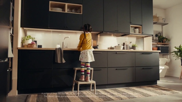 Video Reference: Room, Furniture, Kitchen, Tile, Cabinetry, Yellow, Interior design, Floor, Countertop, Flooring