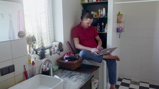 Video Reference: Property, Sink, Kitchen sink, Tap, Plumbing fixture, Interior design, Curtain, Picture frame, Comfort, Window