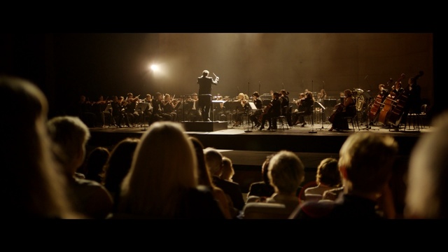 Video Reference: entertainment, darkness, night, string instrument, concert, musical instrument accessory, performance, stage, crowd, orchestra