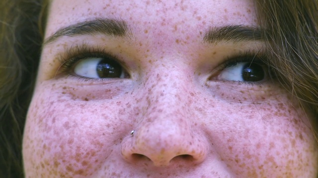 Video Reference: Face, Nose, Eyebrow, Skin, Forehead, Close-up, Cheek, Freckle, Eye, Head