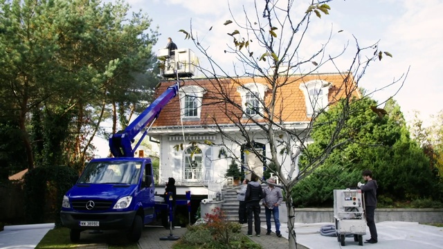 Video Reference: Vehicle, Tree, Transport, Car, Mode of transport, Van, Woody plant, Neighbourhood, House, Light commercial vehicle