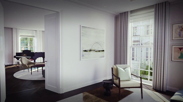 Video Reference: Furniture, Wood, Building, Comfort, Shade, Fixture, Hall, Living room, Floor, Flooring