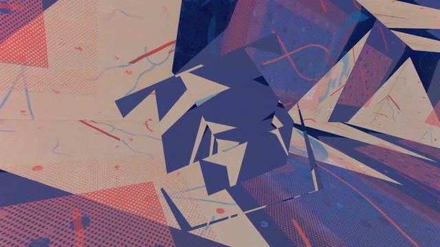 Video Reference: blue, art, sky, triangle, design, pattern, line, modern art, mural, font, Person