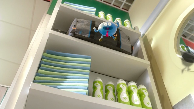 Video Reference: Green, Room, Shelf, Interior design, Stairs, Architecture, Ceiling, Building