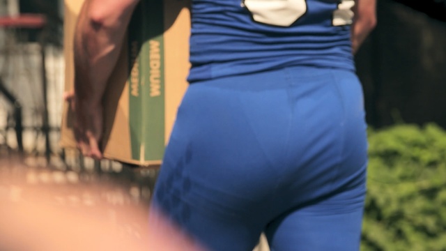 Video Reference: blue, clothing, joint, shoulder, leg, jeans, girl, thigh, standing, arm