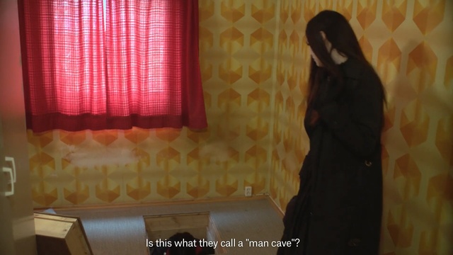 Video Reference: Pink, Curtain, Textile, Room, Interior design, Mouth, Long hair, Window treatment, Interior design, Black hair, Person