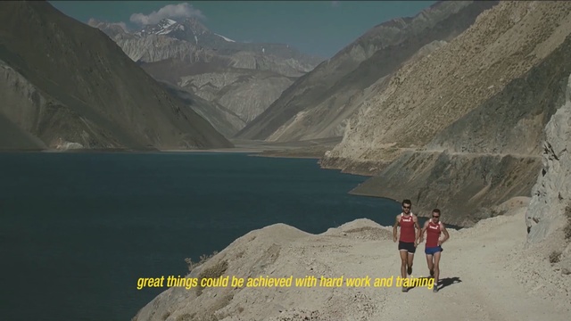 Video Reference: mountain, geological phenomenon, ridge, mountain range, valley, terrain, wadi, moraine, sky, badlands, Person