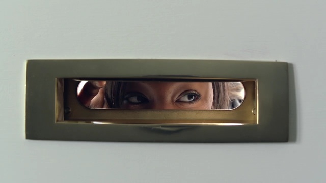 Video Reference: woman, close up, eyes, mailbox