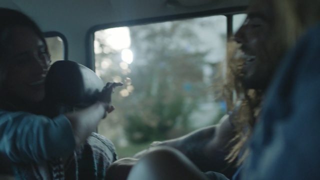 Video Reference: car, window, sunlight, reflection, vehicle, darkness, tree, girl, screenshot