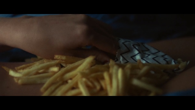 Video Reference: yellow, finger, hand, arm, mouth, close up, carving, junk food, screenshot, jaw
