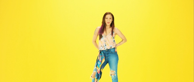 Video Reference: yellow, clothing, fashion model, shoulder, joint, girl, leggings, happiness, computer wallpaper, trousers, Person