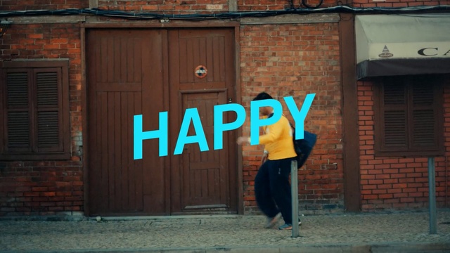 Video Reference: blue, wall, infrastructure, standing, house, door, window, street, girl, road, Person