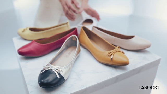 Video Reference: Footwear, Ballet flat, Shoe, Pink, Beige, High heels, Brand