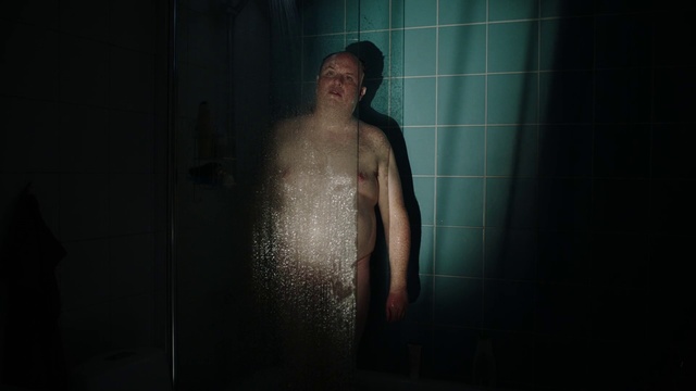 Video Reference: Black, Darkness, Standing, Shower, Barechested, Room, Human, Photography, Back, Human body
