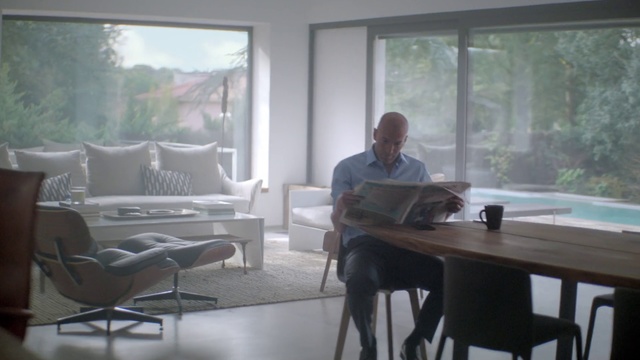 Video Reference: Room, Property, Furniture, Table, Interior design, Window, Building, House, Chair, Home, Person