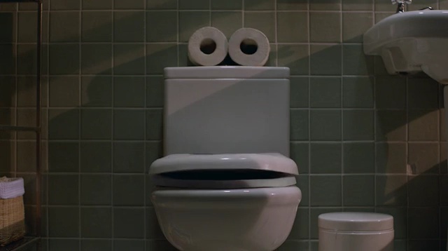 Video Reference: Toilet, Toilet seat, Bathroom, Plumbing fixture, Tile, Purple, Wall, Ceramic, Room, Bathroom accessory